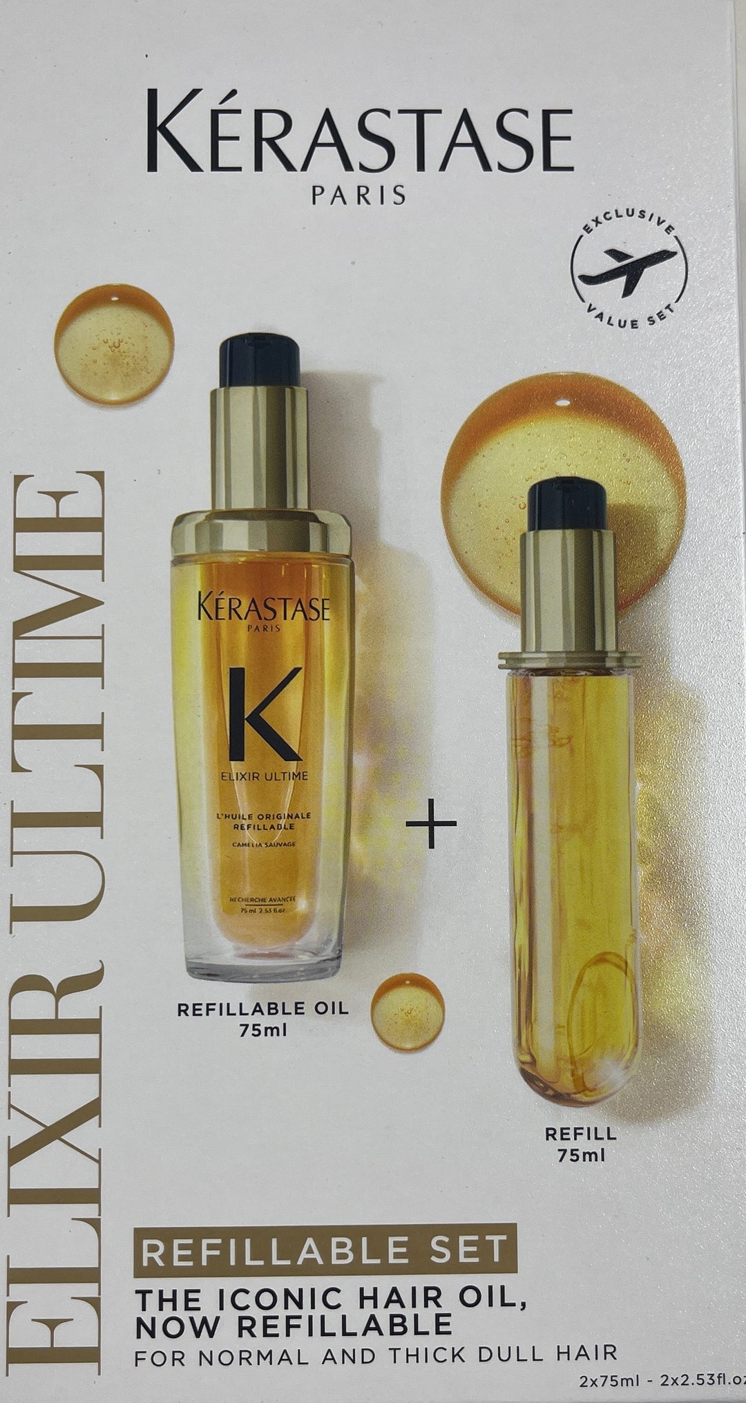 Kerastase Elixir Ultime L'Huile Originale 75ml + 75ml Refill Travel Retail Set