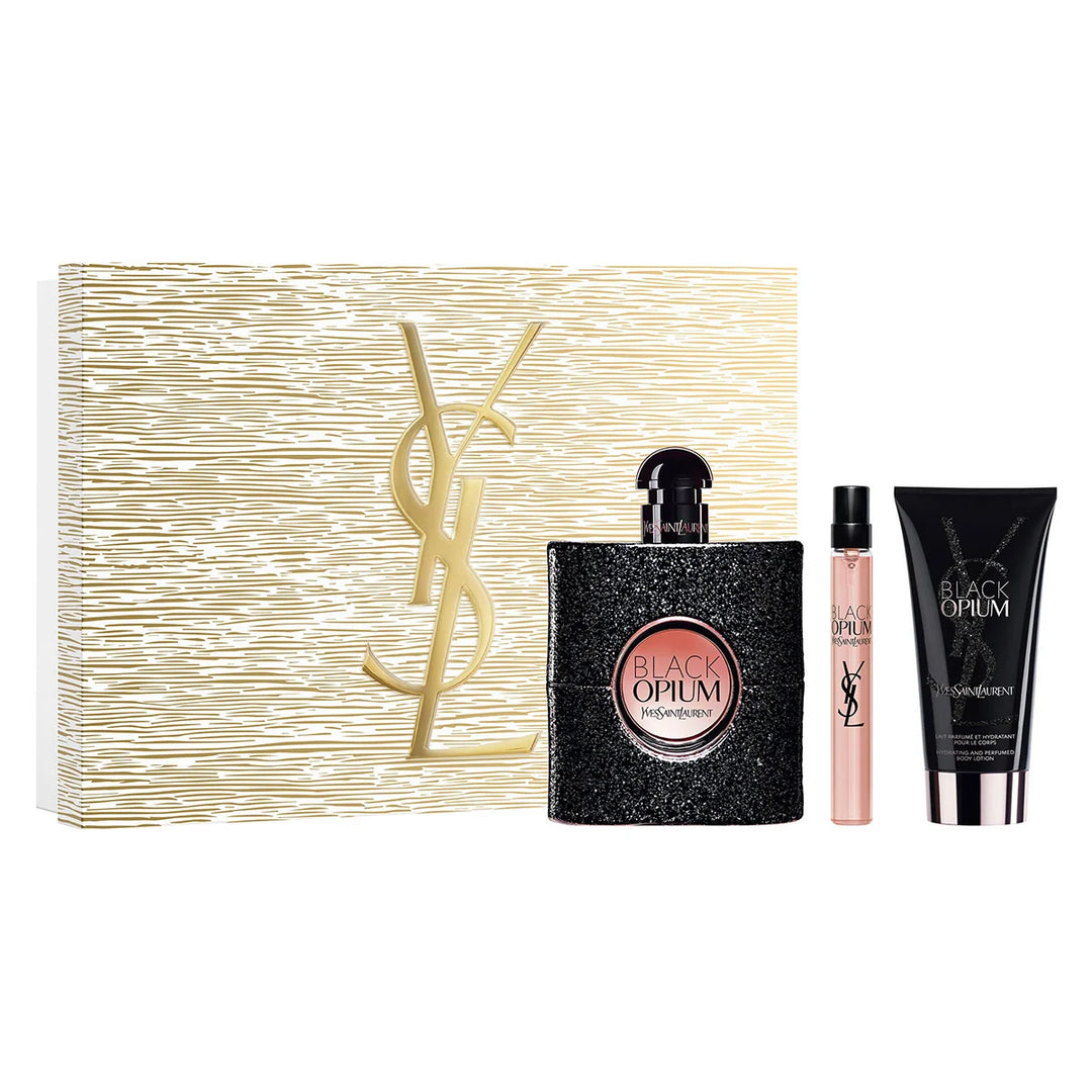 Yves Saint Laurent Black Opium Eau De Parfum 3pc Giftset ( 90ml EDP 10ml EDP 50ml Body Lotion)