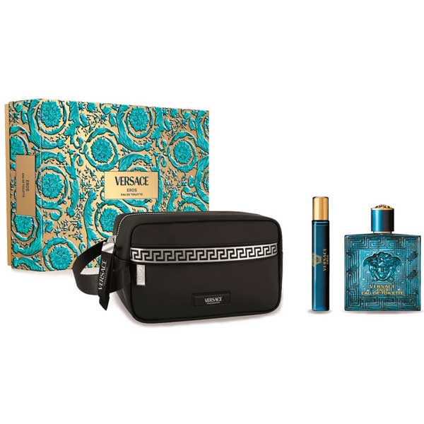 Versace Eros Mens Eau De Toilette 3 Piece Giftset (100ml EDT/10ml EDT/Travel Bag)