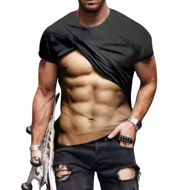 Fun Shirt - exposed 6 pack with black top 2XL