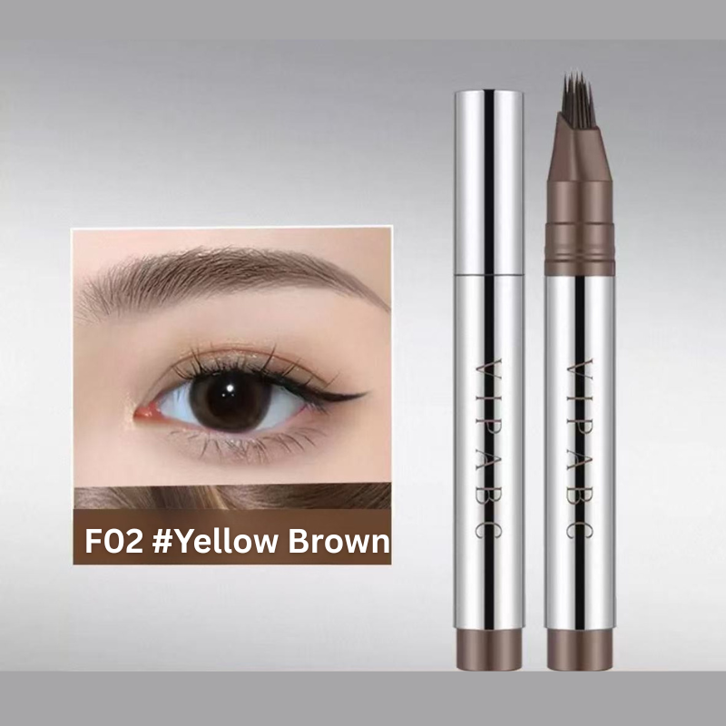 VIPABC Waterproof Eyebrown Pencil with Multi Fork Brush Head F02 #Yellow Brown