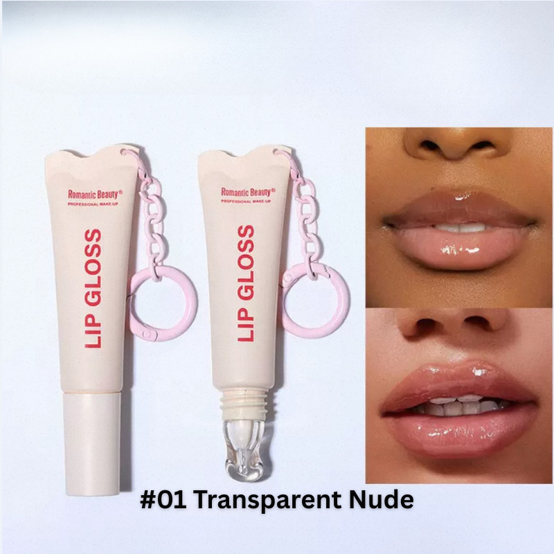Romantic Beauty Professional Make-up Lip gloss with key Chain - #01 Transparent Nude
