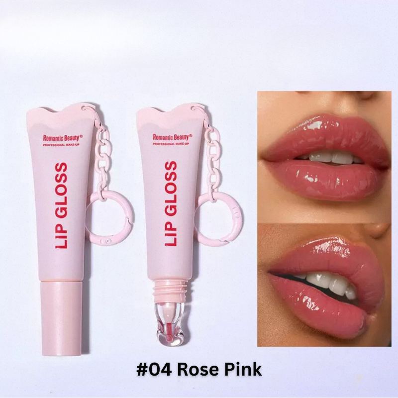 Romantic Beauty Professional Make-up Lip gloss with key Chain - #04 Rose Pink