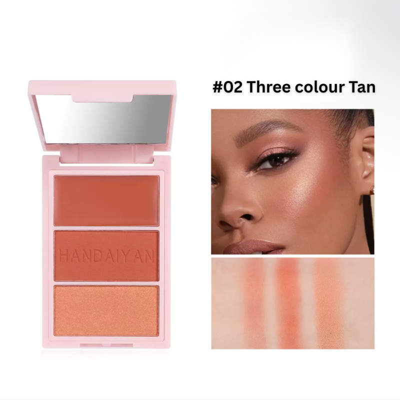 HANDAIYAN 2 in 1 Blush Highlighter & Eyeshadow #02 Three colour Tan