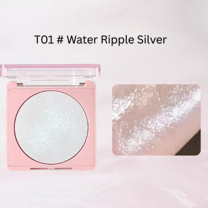 GELLAS Highlighter & Contour Palette | Fine Glitter | T01 # Water Ripple Silver