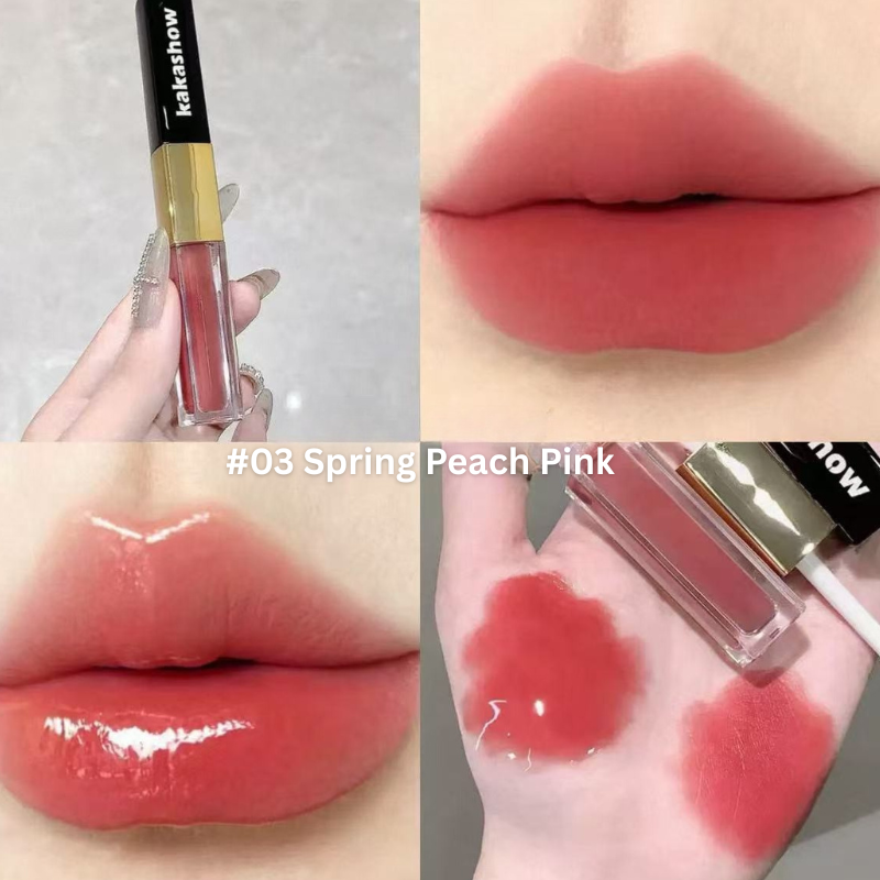 KAKASHOW Long Lasting Dual Head Matte & Shiney Lip gloss #03 Spring Peach Pink