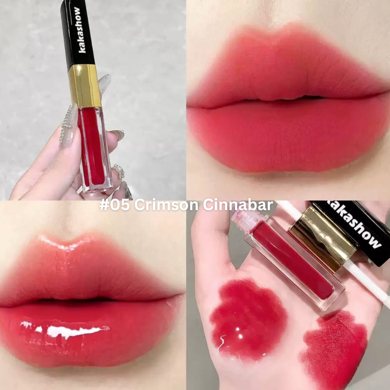 KAKASHOW Long Lasting Dual Head Matte & Shiney Lip gloss #05 Crimson Cinnabar
