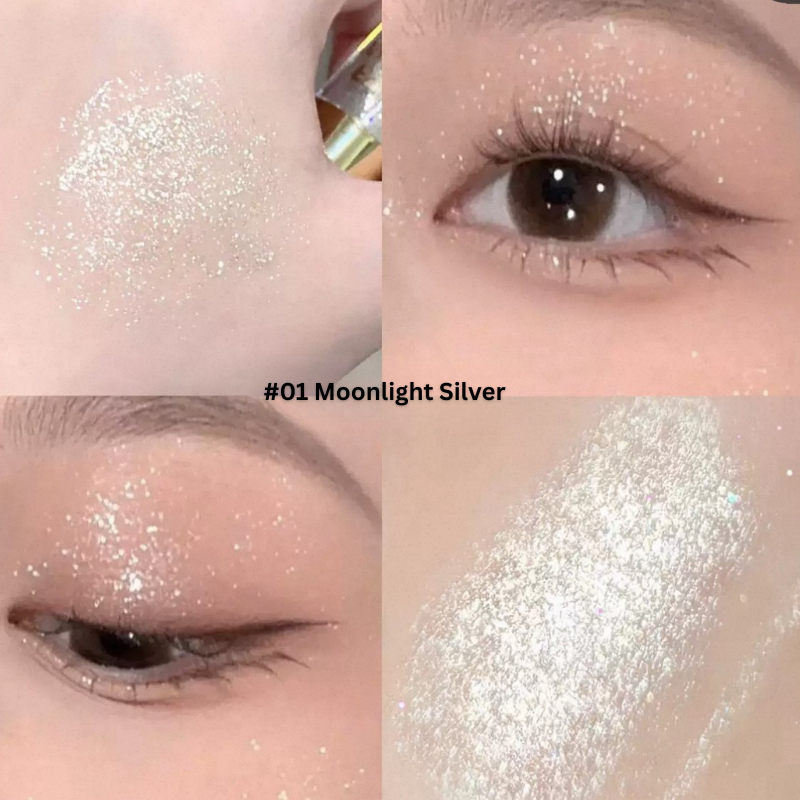 KAKASHOW Liquid Eyeshadow Pearl Matte Earth Tone Brightening Contouring For Women #01 Moonlight Silver