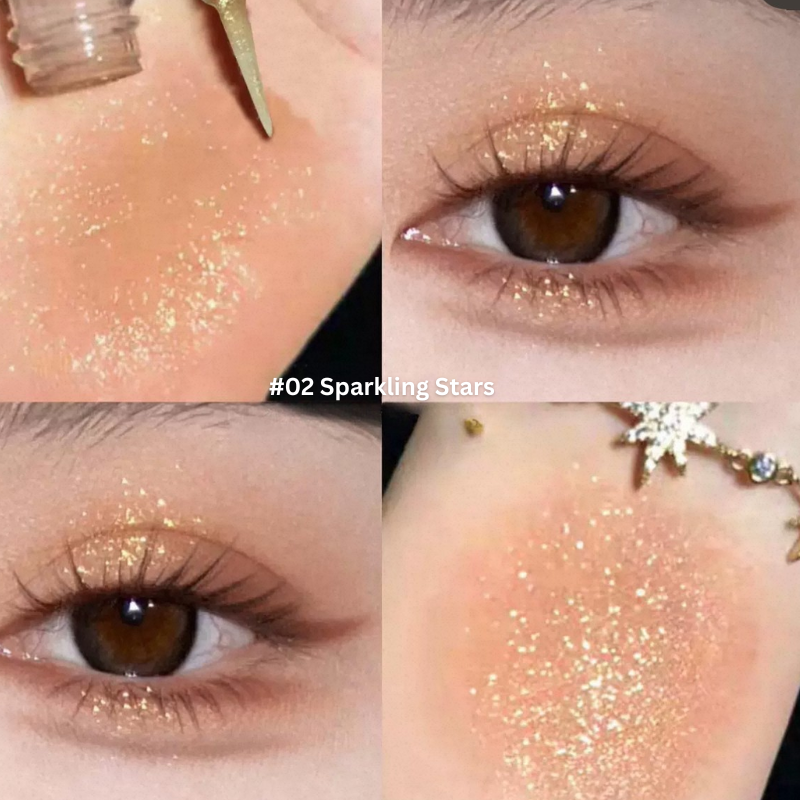 KAKASHOW Liquid Eyeshadow Pearl Matte Earth Tone Brightening Contouring For Women #02 Sparkling Stars