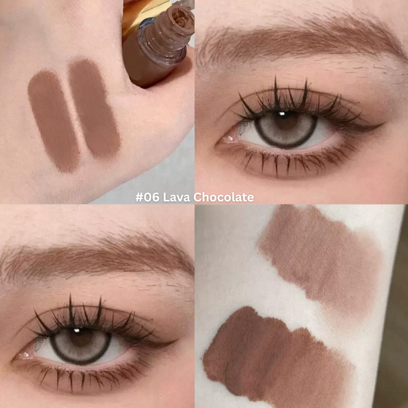 KAKASHOW Liquid Eyeshadow Pearl Matte Earth Tone Brightening Contouring For Women #06 Lava Chocolate