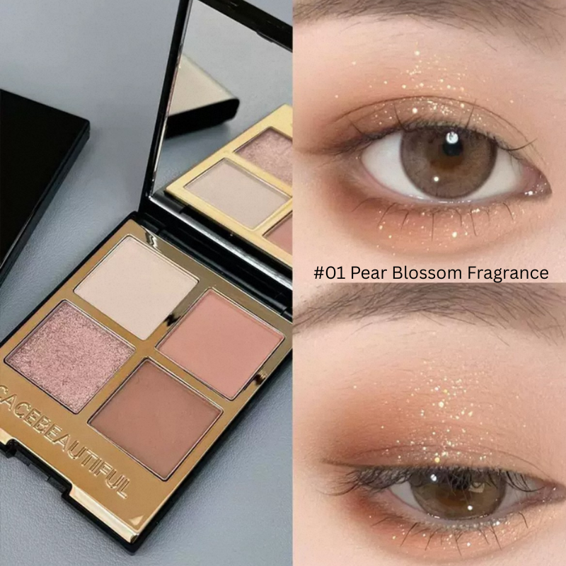 CACE Black Gold 4 Colour Eyeshadow Makeup #01 Pear Blossom Fragrance