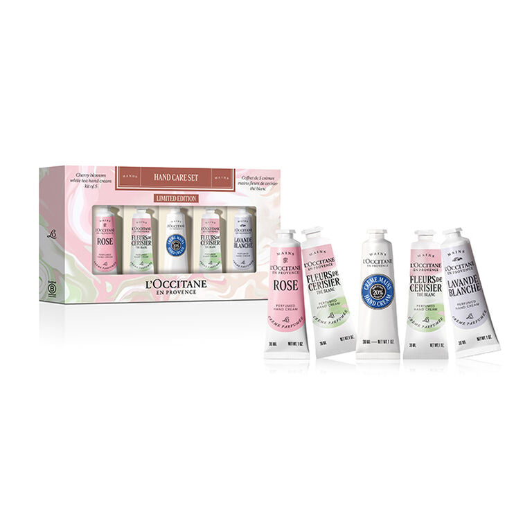 L'occitane En Provence Cherry Blossom White Tea Hand Cream Kit Of 5 (Limited Edition Hand Care Set 5 piece) Giftset