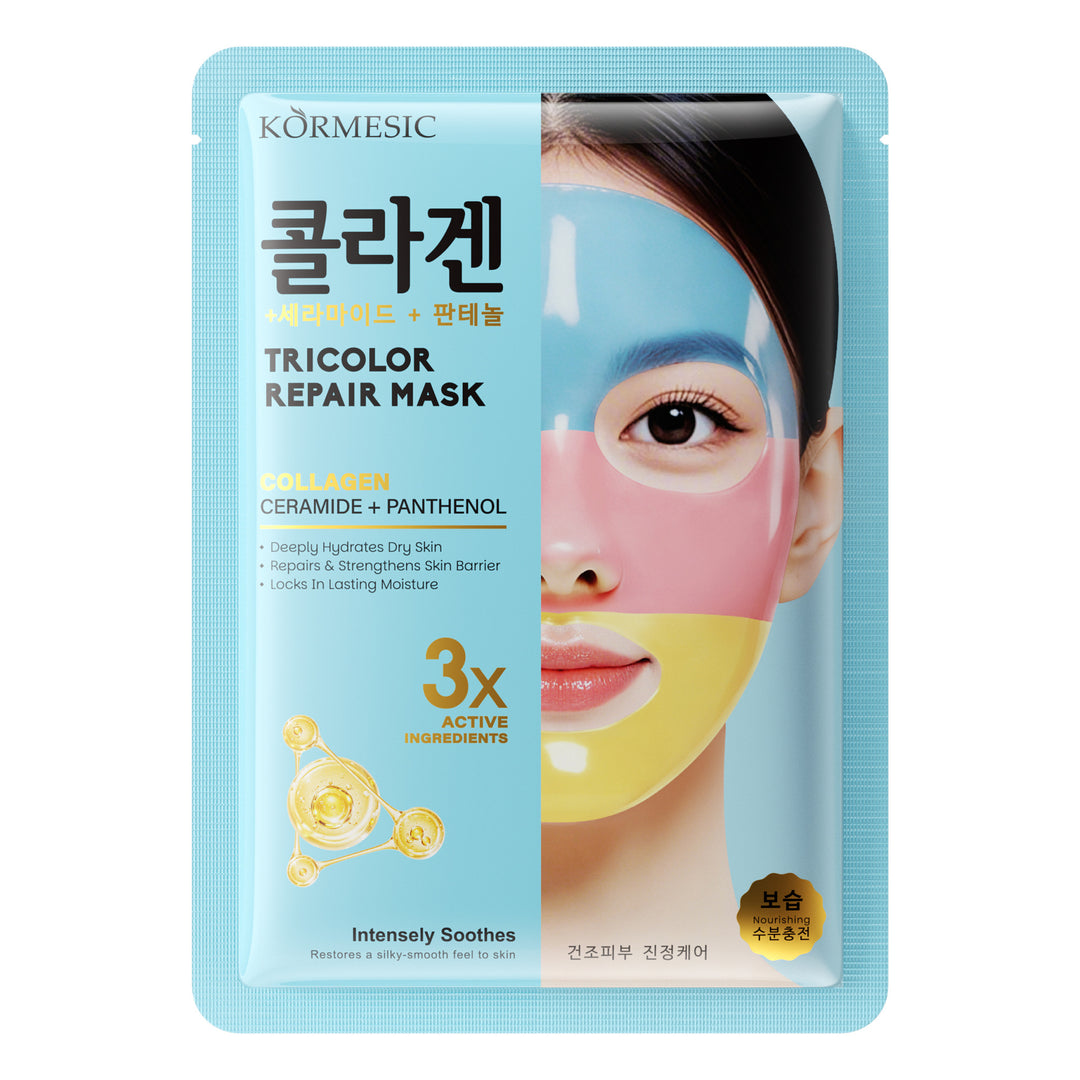 Kormesic (Blue) Intensely Soothes Tricolor Repair Mask Collagen Ceramide + Panthenol Facial Mask 30g