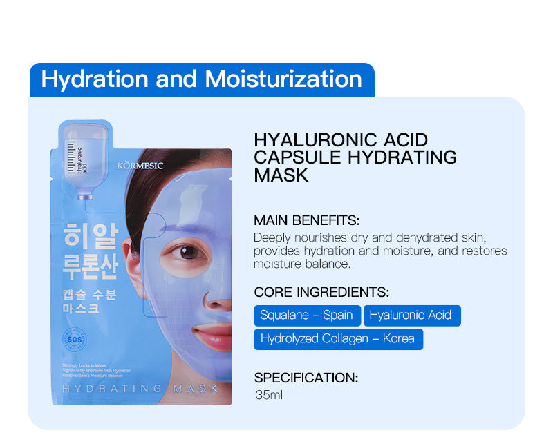 Kormesic (Blue) Hydration & Moisturization Hyaluronic Acid Capsule Hydrating Facial Mask 35ml