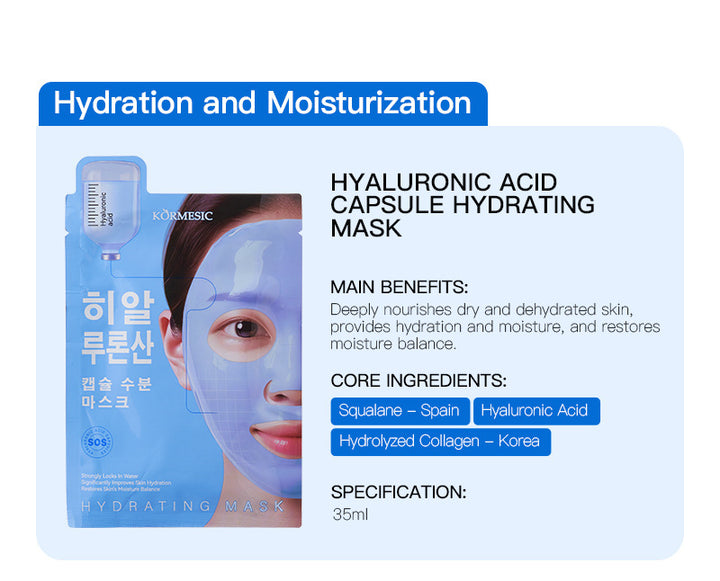 Kormesic (Blue) Hydration & Moisturization Hyaluronic Acid Capsule Hydrating Facial Mask 35ml