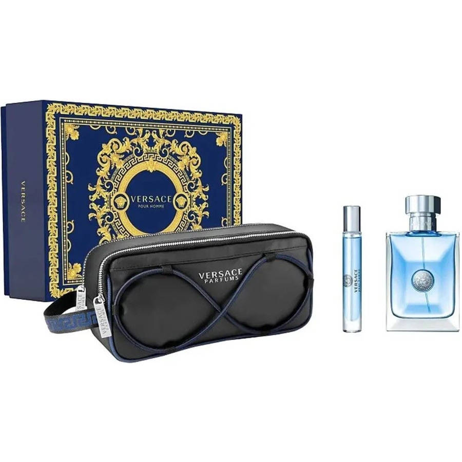 Versace Pour Homme Eau De Toilette 3 Piece Giftset (100ml/10ml EDT/Travel Bag)