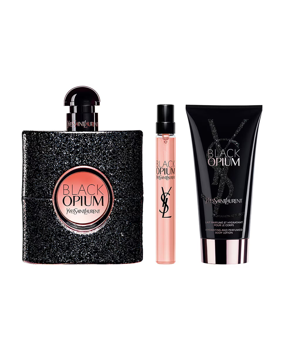 Yves Saint Laurent Black Opium Eau De Parfum 3pc Giftset ( 90ml EDP 10ml EDP 50ml Body Lotion)